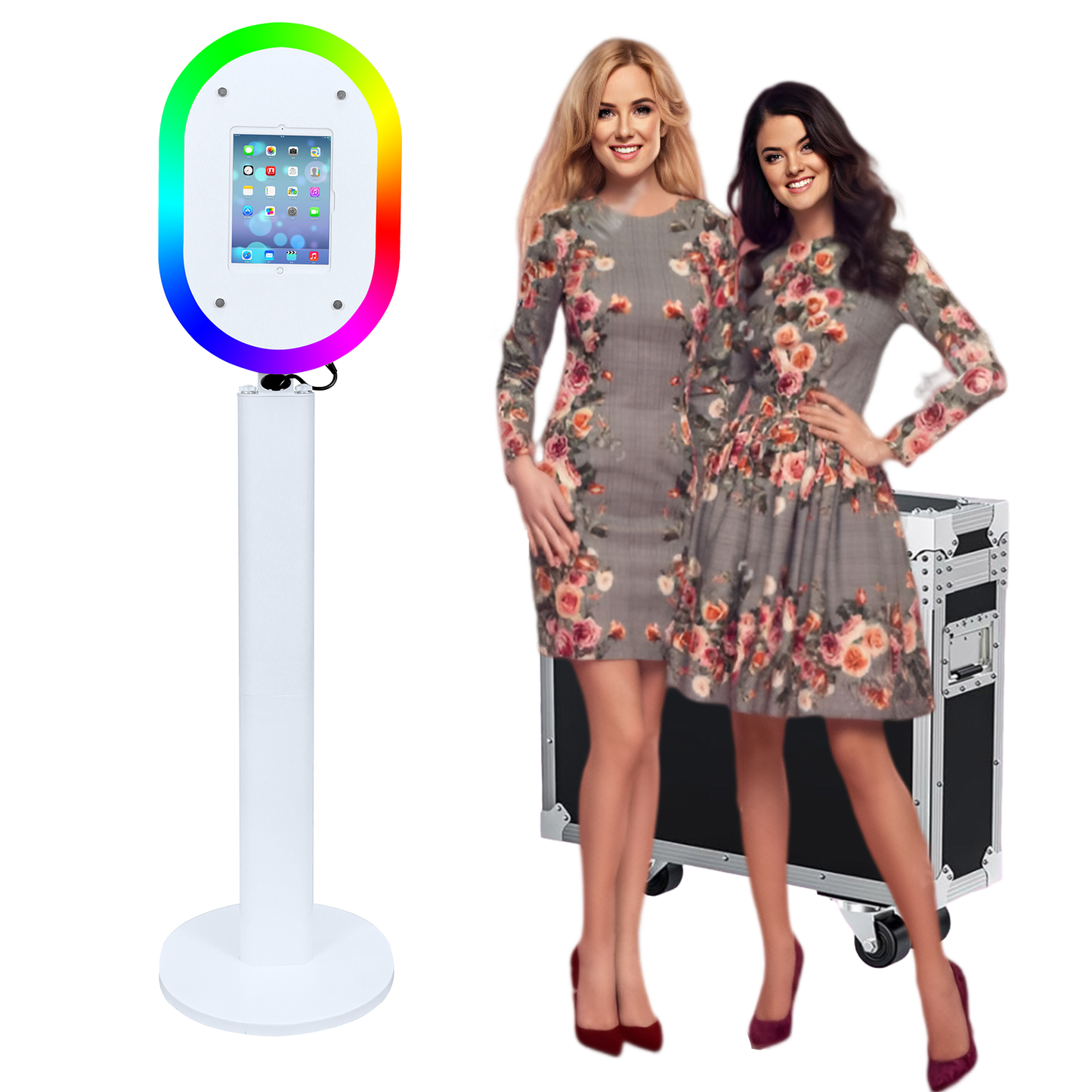 Portable Oval iPad Photo Booth Machine With Ring Light for 10.2/11/12.9 inch iPad Selfie Photobooth Machine for Party Wedding