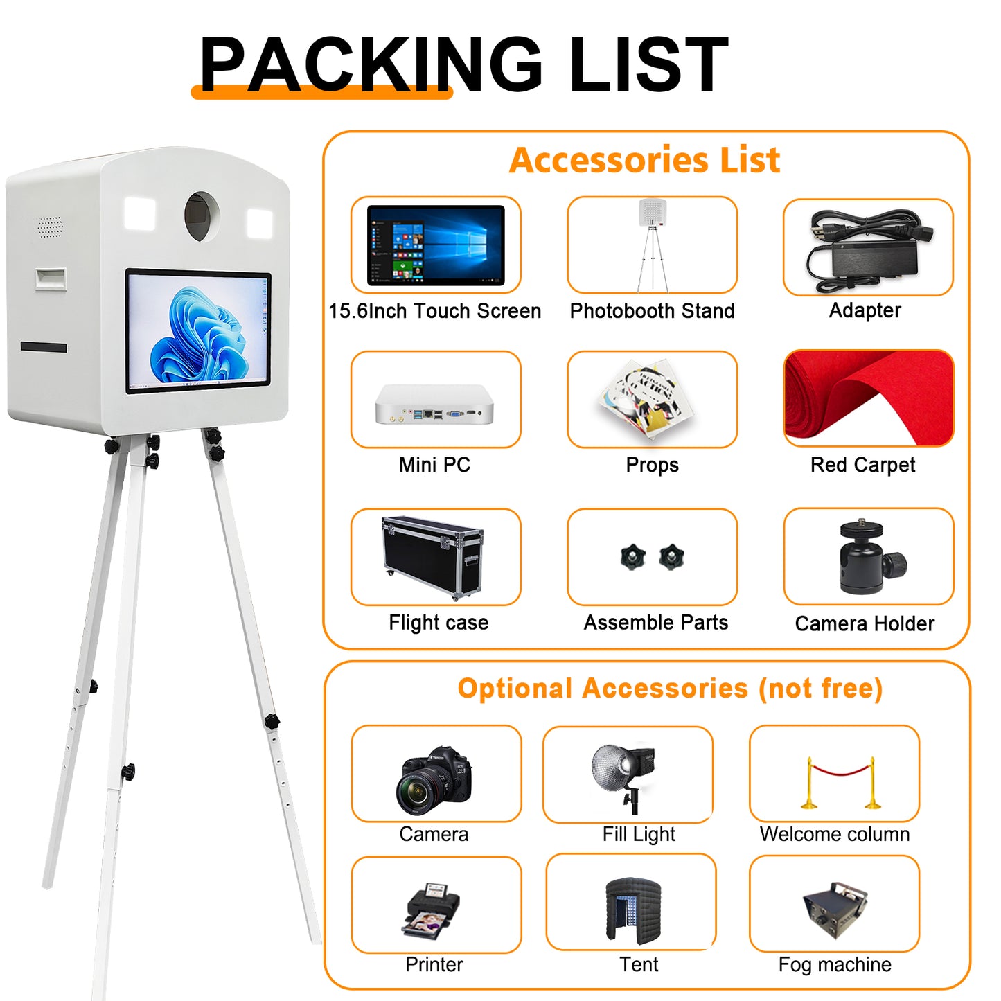 15.6 Inch Touch Screen Portable Magic Mirror Photo Booth Machine Selfie Photobooth Machine for Parties Wedding Party Events