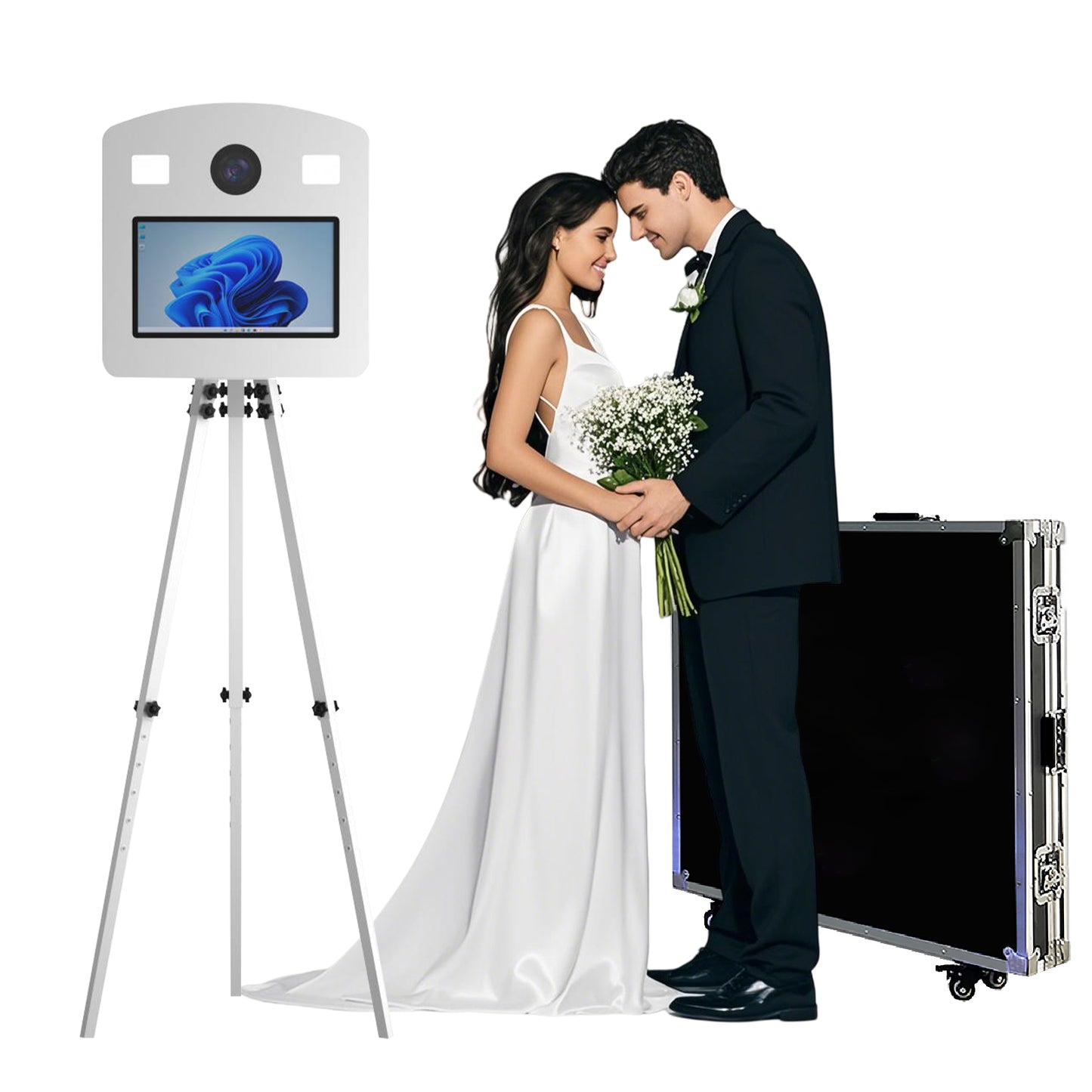 Magic Mirror Photo Booth 15.6 Inch with RGB Light DSLR Photobooth Machine Selfie Portable Touch Screen with Flight Case for Wedding Party Events
