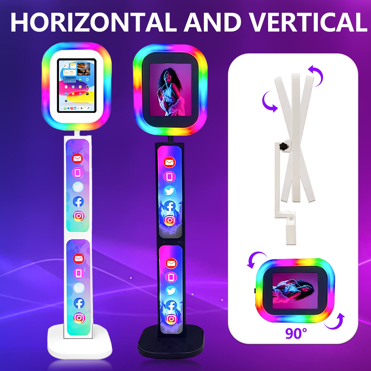 iPad Photo Booth Stand with Light Ring Portable iPad Photobooth Shell Selfie Machine for iPad 10.2/10.9/12.9in with Flight Case