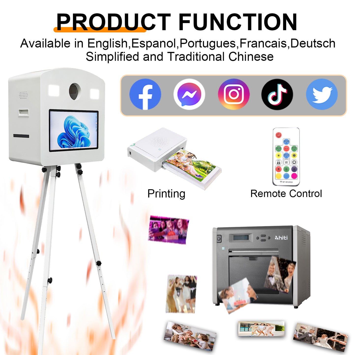 15.6 Inch Touch Screen Portable Magic Mirror Photo Booth Machine Selfie Photobooth Machine for Parties Wedding Party Events