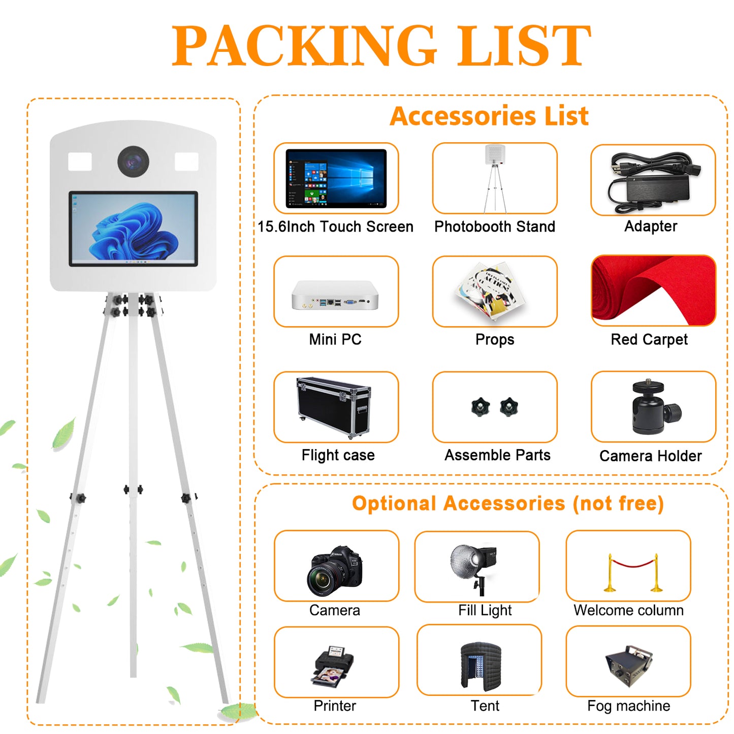 Magic Mirror Photo Booth 15.6 Inch with RGB Light DSLR Photobooth Machine Selfie Portable Touch Screen with Flight Case for Wedding Party Events
