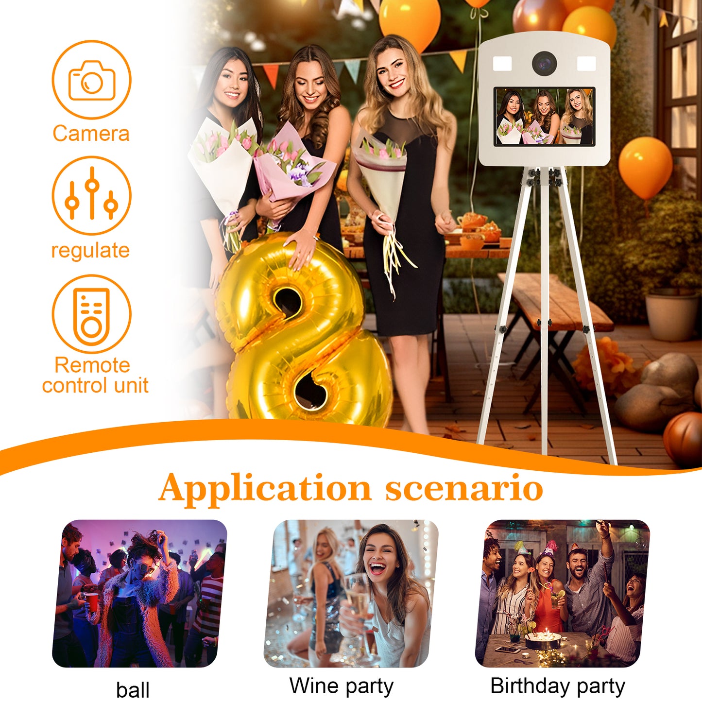 Magic Mirror Photo Booth 15.6 Inch with RGB Light DSLR Photobooth Machine Selfie Portable Touch Screen with Flight Case for Wedding Party Events