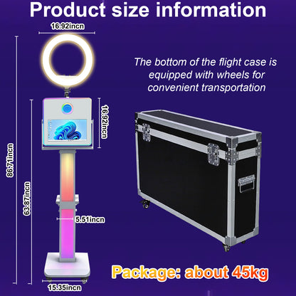 Portable Magic Mirror Photo Booth for Camera with 15.6 inch Touch Screen DSLR Photobooth Machine for Wedding Party Events