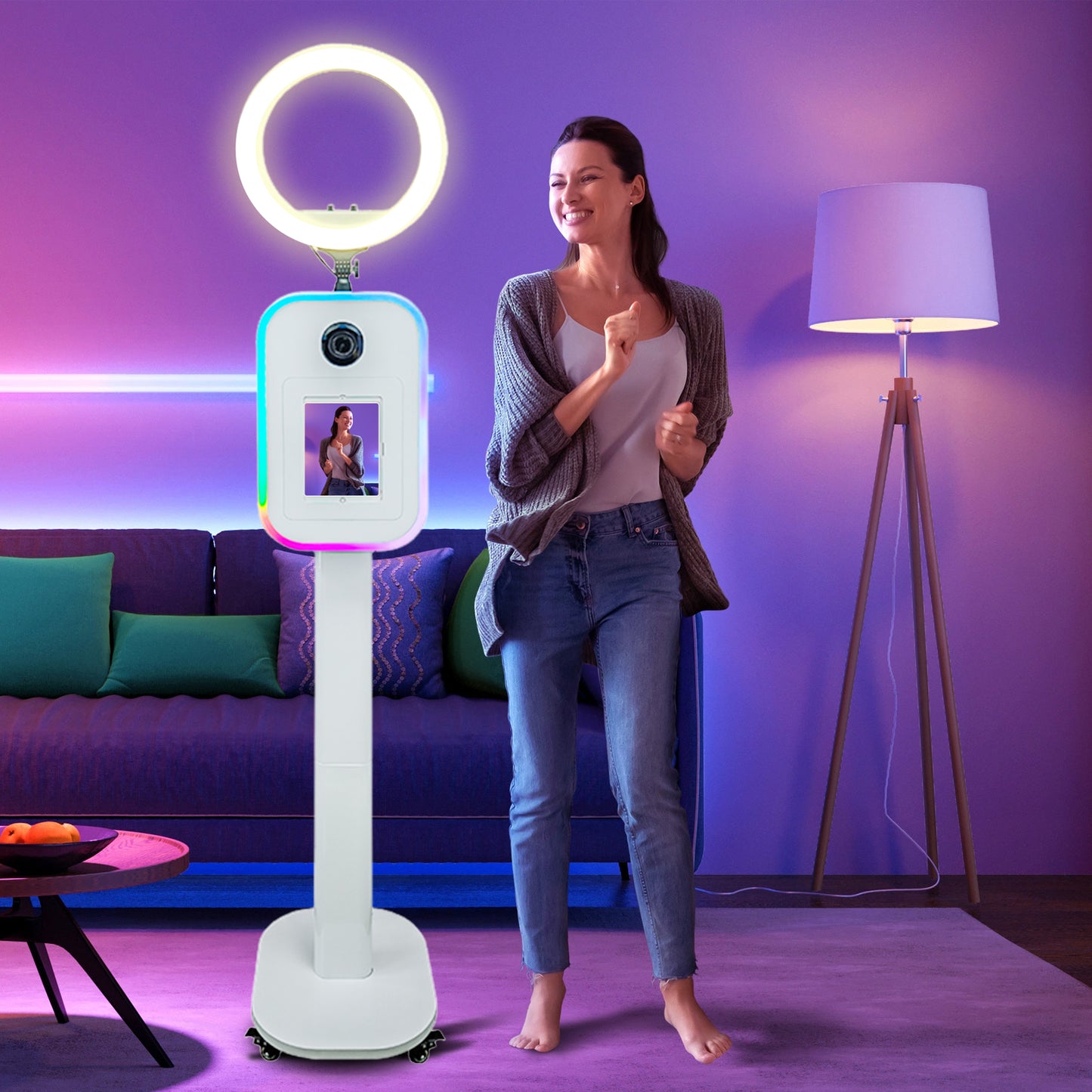 New Portable iPad Photo Booth Machine With RGB Led Light for 10.2/11/12.9 inch iPad Selfie Photobooth Machine for Party Wedding