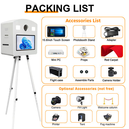 15.6 Inch Touch Screen Portable Magic Mirror Photo Booth Machine Selfie Photobooth Machine for Parties Wedding Party Events