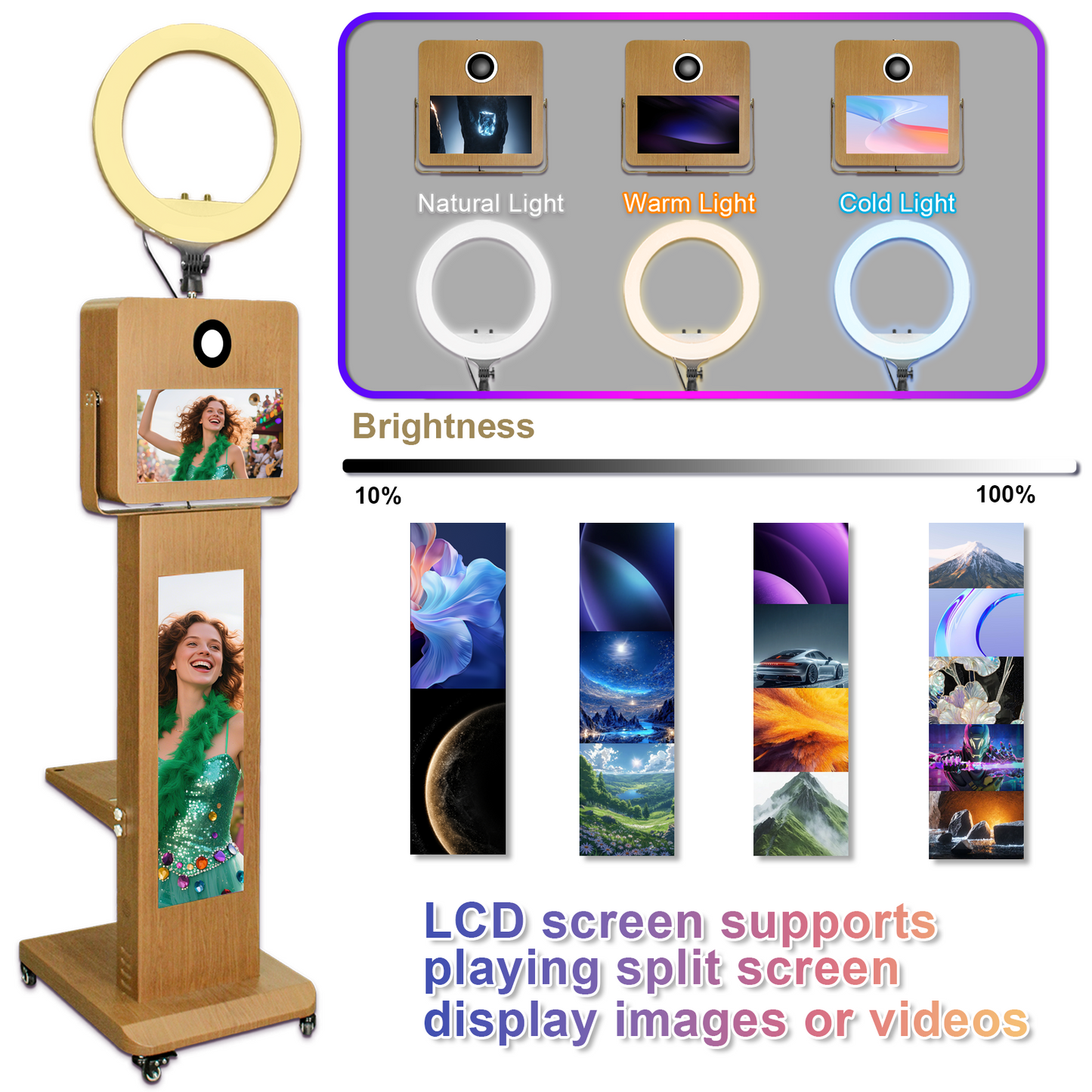 Portable15.6inch Touch Screen DSLR Mirror Photo Booth Selfie Machine with 29inch LCD Display Photo Booth Machine for Birthday Party Events