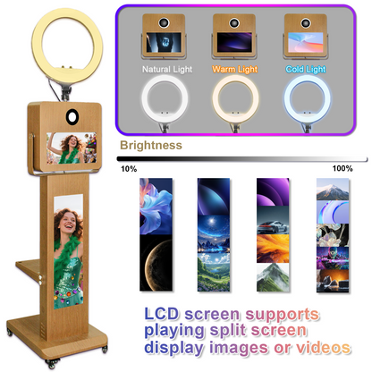Portable15.6inch Touch Screen DSLR Mirror Photo Booth Selfie Machine with 29inch LCD Display Photo Booth Machine for Birthday Party Events