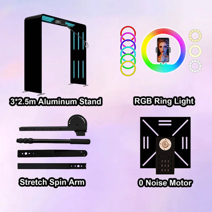 Wholesale Sky 360 Overhead Photo Booth with LED Tube and  Remote Control ,Free Logo,for Party Wedding Rental Event