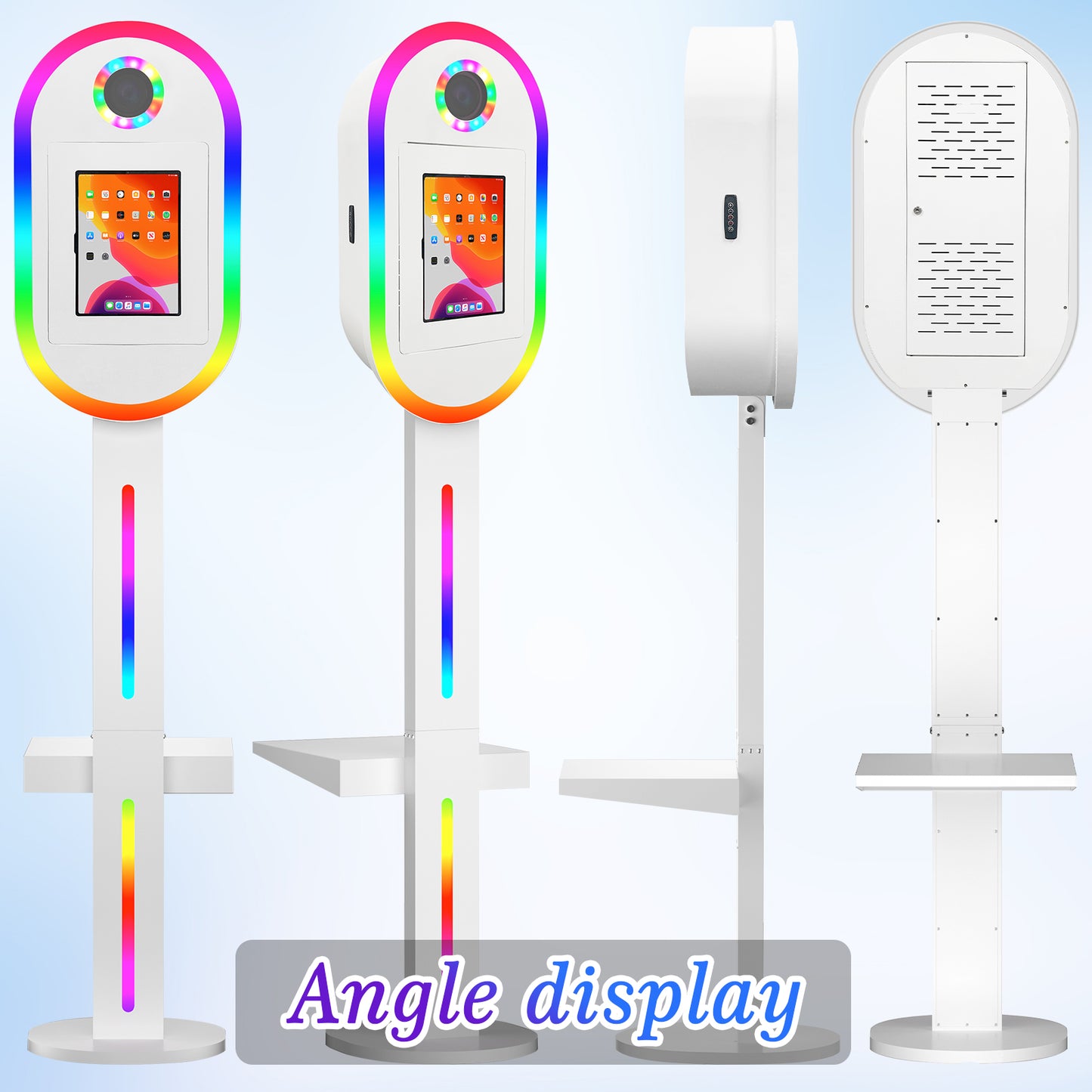 Photo Booth Machine for iPad 10.2" 10.9" 11" 12.9" and Camera,2-in-1 Selfie Station Shell Stand Camera Photobooth,App Control RGB Fill Light,Flight Case,for Parties