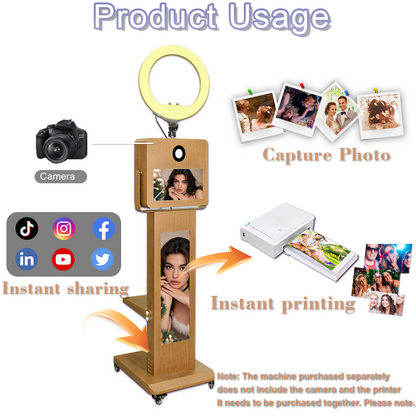 Portable15.6inch Touch Screen DSLR Mirror Photo Booth Selfie Machine with 29inch LCD Display Photo Booth Machine for Birthday Party Events