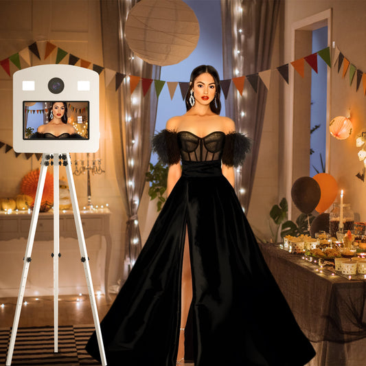 Magic Mirror Photo Booth 15.6 Inch with RGB Light DSLR Photobooth Machine Selfie Portable Touch Screen with Flight Case for Wedding Party Events
