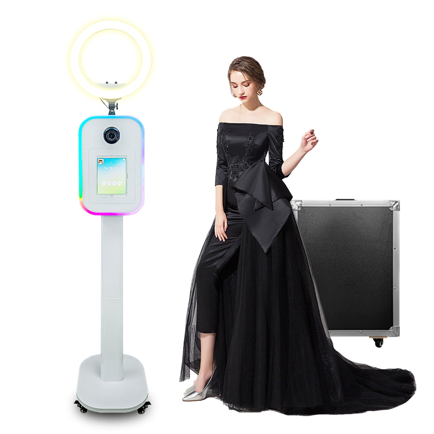 New Portable iPad Photo Booth Machine With RGB Led Light for 10.2/11/12.9 inch iPad Selfie Photobooth Machine for Party Wedding