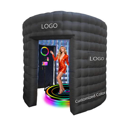 Inflatable Background Wall Suitable for 360 Photo Booth Machine with Silver Reflective Background 158inch Customize Logo Suitable for 360 Photo Booth Machines/Show Parties/Wedding Photography