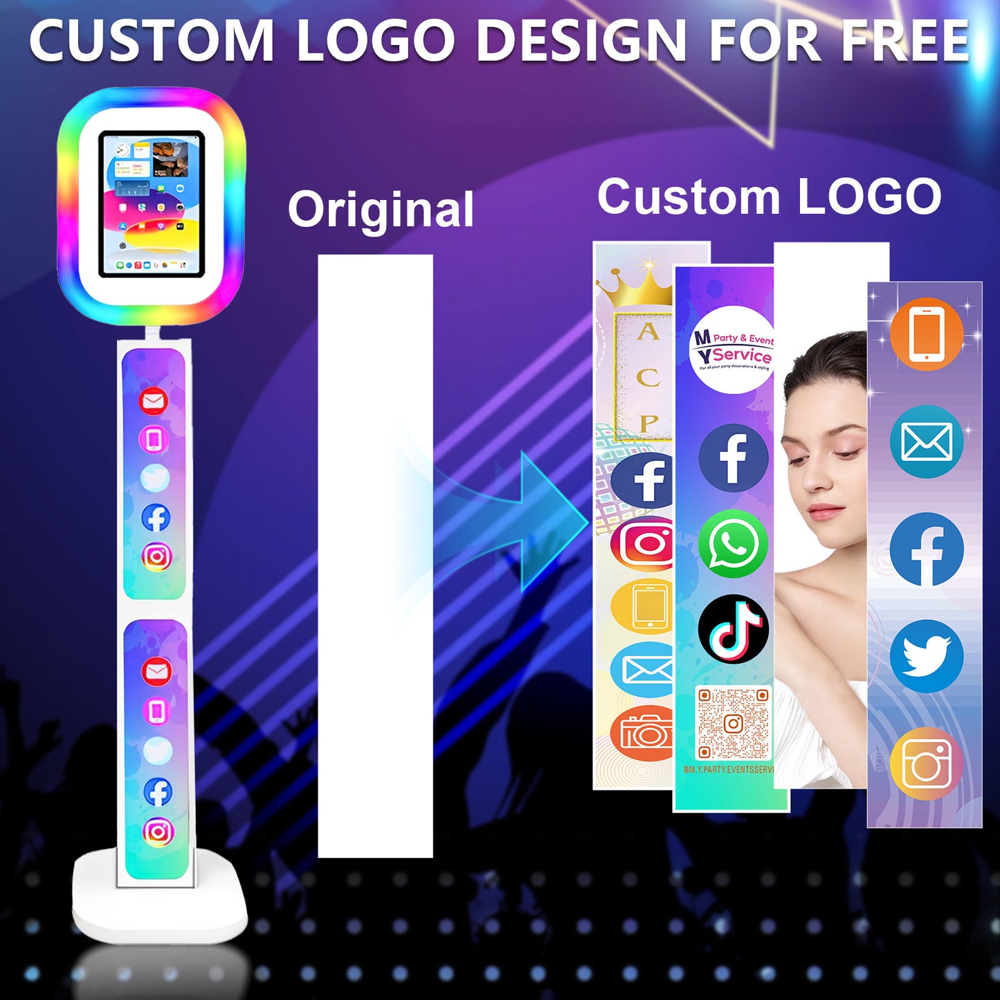 iPad Photo Booth Stand with Light Ring Portable iPad Photobooth Shell Selfie Machine for iPad 10.2/10.9/12.9in with Flight Case