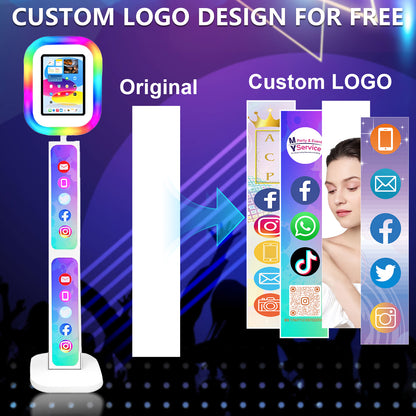 iPad Photo Booth Stand with Light Ring Portable iPad Photobooth Shell Selfie Machine for iPad 10.2/10.9/12.9in with Flight Case