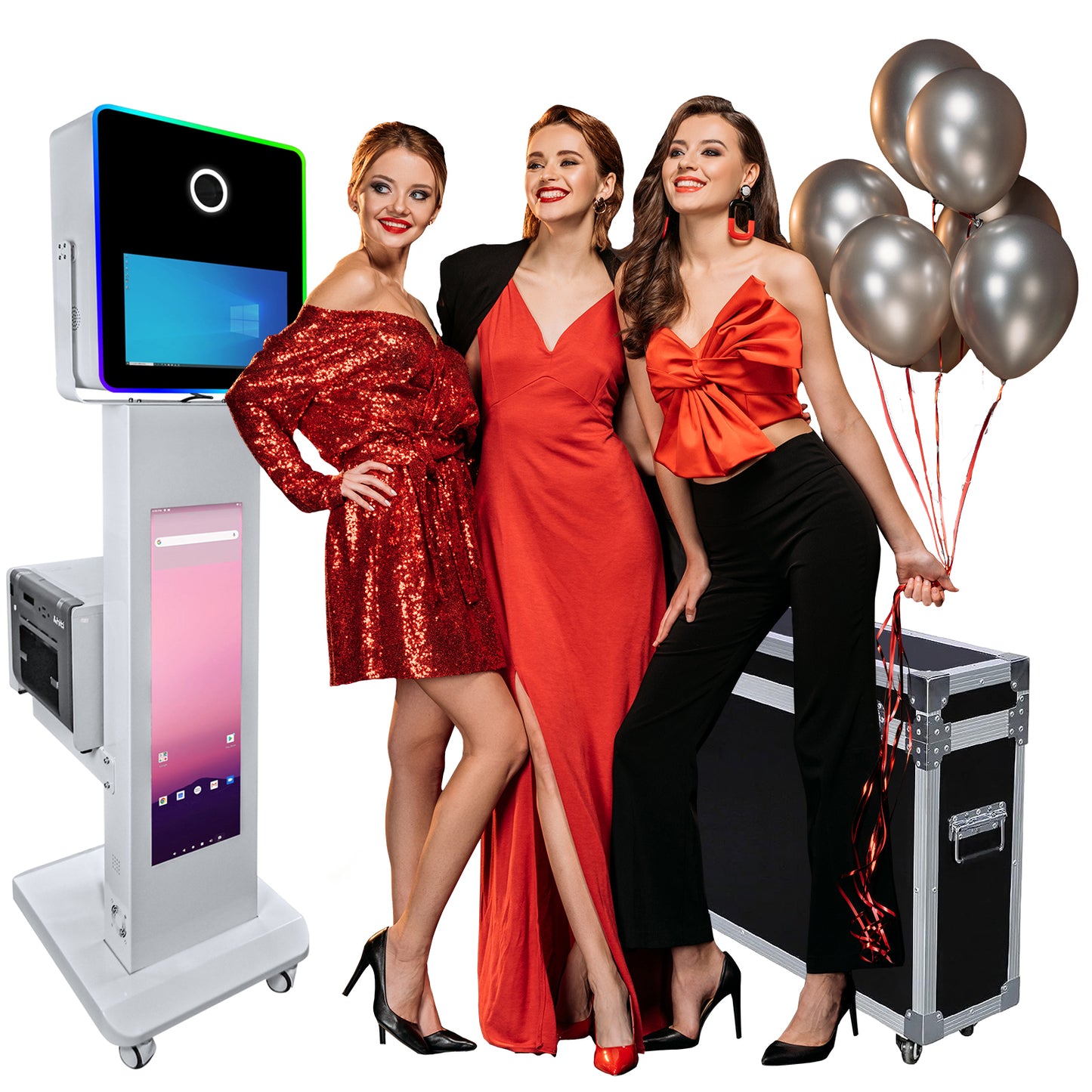 15.6 Inch DSLR Photo Booth Machine with LCD Touch Screen Portable Camera Photobooth Flight Case Packing for Weddings Parties Events