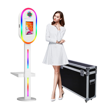 Photo Booth Machine for iPad 10.2" 10.9" 11" 12.9" and Camera,2-in-1 Selfie Station Shell Stand Camera Photobooth,App Control RGB Fill Light,Flight Case,for Parties