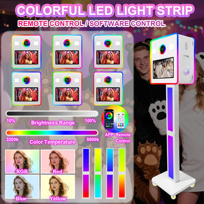 15.6 Inch Dual Touch Screen DSLR Photo Booth Built-in 2 Set Mini PC, Portable Photobooth Machine with Flight Case and RGB Light for Event