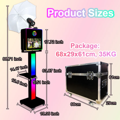 The Hot Popular Dslr Photo Booth Machine with 15.6inch Touch Screen and Umbrella and flash for Party Wedding