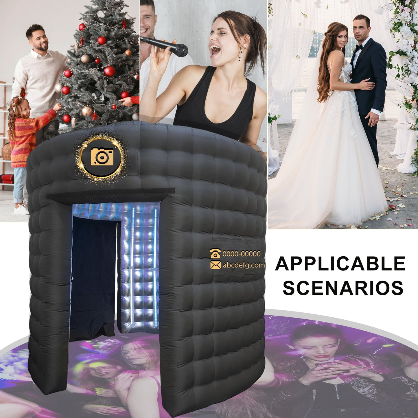 Inflatable Background Wall Suitable for 360 Photo Booth Machine with Silver Reflective Background 158inch Customize Logo Suitable for 360 Photo Booth Machines/Show Parties/Wedding Photography
