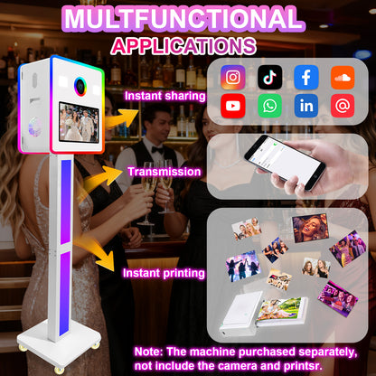 15.6 Inch Dual Touch Screen DSLR Photo Booth Built-in 2 Set Mini PC, Portable Photobooth Machine with Flight Case and RGB Light for Event