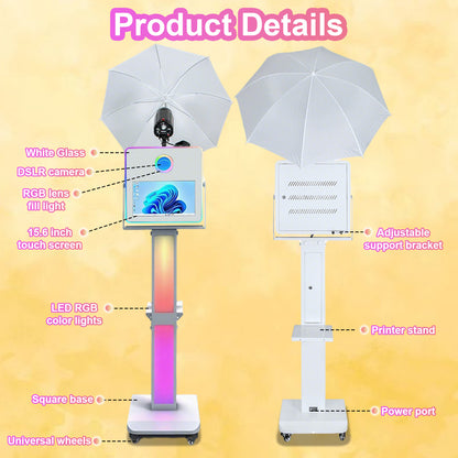 The Hot Popular Dslr Photo Booth Machine with 15.6inch Touch Screen and Umbrella and flash for Party Wedding