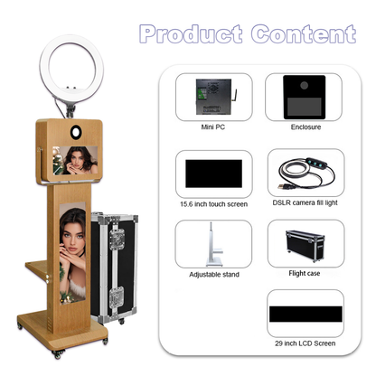 Portable15.6inch Touch Screen DSLR Mirror Photo Booth Selfie Machine with 29inch LCD Display Photo Booth Machine for Birthday Party Events