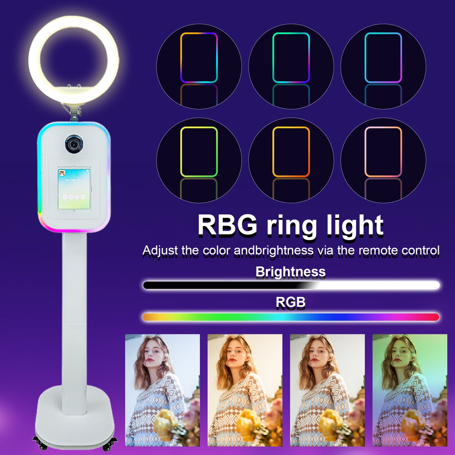 New Portable iPad Photo Booth Machine With RGB Led Light for 10.2/11/12.9 inch iPad Selfie Photobooth Machine for Party Wedding