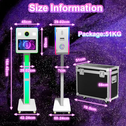15.6 Inch Dual Touch Screen DSLR Photo Booth Built-in 2 Set Mini PC, Portable Photobooth Machine with Flight Case and RGB Light for Event