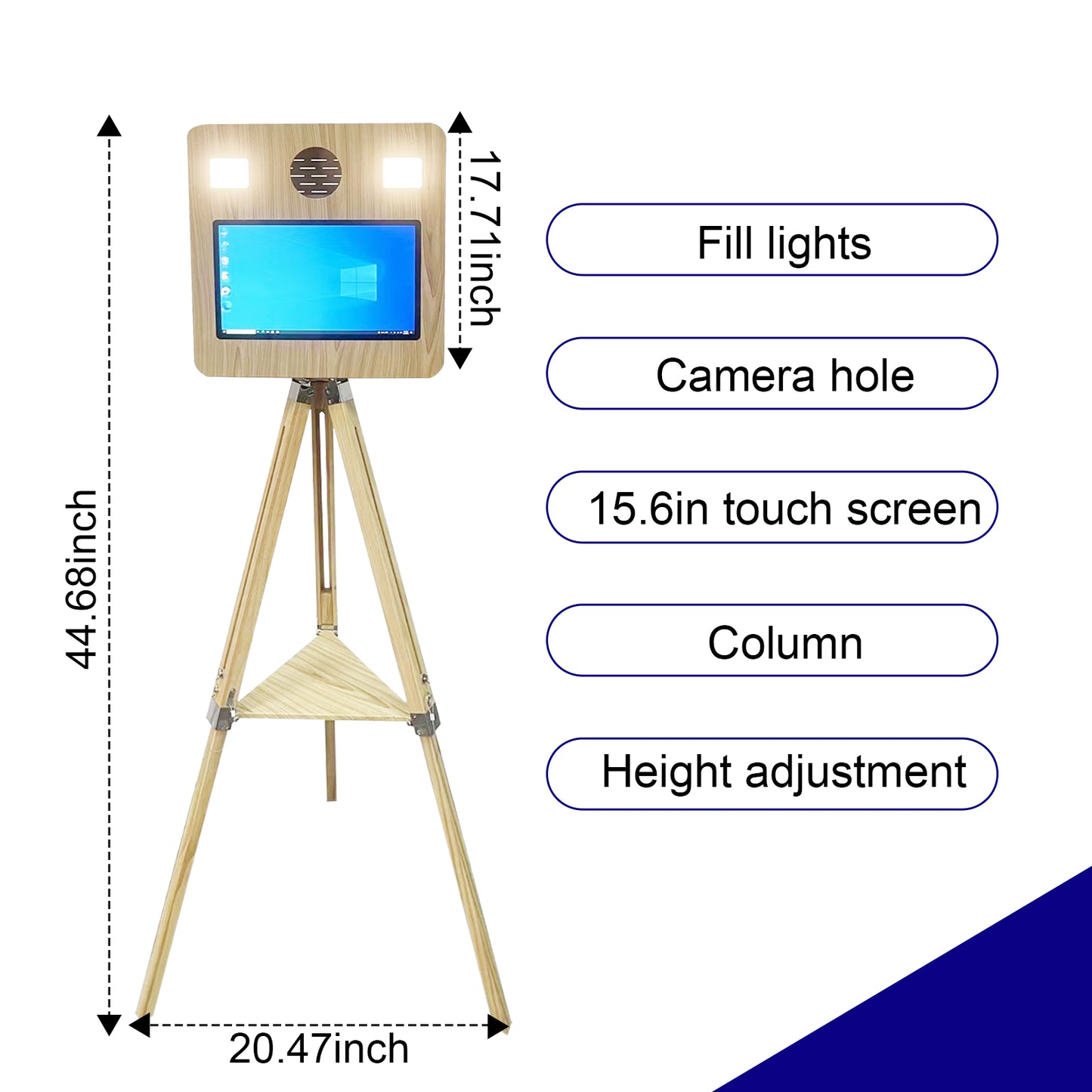 Wooden Mirror Photo Booth with Printer and DSLR Camera Portable Photo Booth 15.6 inch Touch Screen Selfie Photobooth Machine RGB Lights for Wedding Party Events Rental Christmas