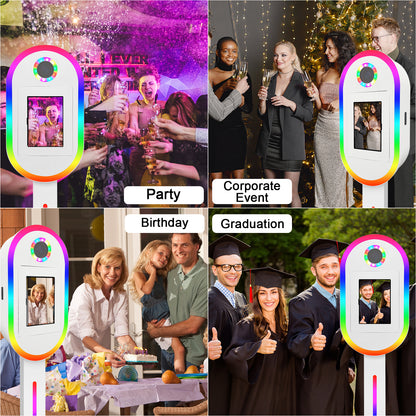 Photo Booth Machine for iPad 10.2" 10.9" 11" 12.9" and Camera,2-in-1 Selfie Station Shell Stand Camera Photobooth,App Control RGB Fill Light,Flight Case,for Parties