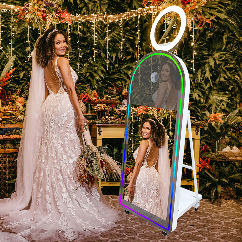 Selfie Arch Mirror Photo Booth Mirror Photo Booth Touch Screen Portable 32'' Touch Screen Photo Booth Machine for Wedding