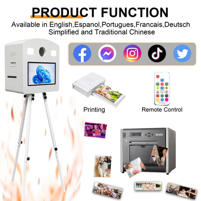 15.6 Inch Touch Screen Portable Magic Mirror Photo Booth Machine Selfie Photobooth Machine for Parties Wedding Party Events