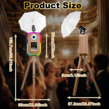 Photo Booth Machine for iPad 10.2" 10.9" 11" 12.9" and Camera,2-in-1 Selfie Station Shell Stand Camera Photobooth,App Control RGB Fill Light,Flight Case,for Parties