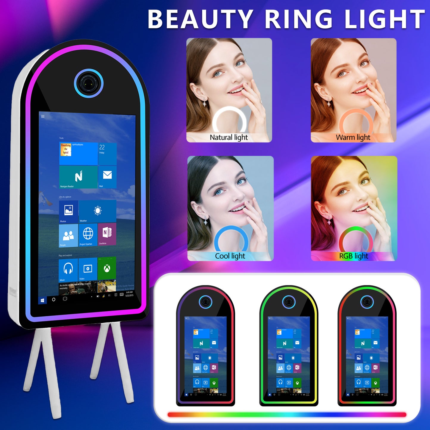 Mirror Photo Booth with 32" Touchscreen Portable DSLR Photo Booth Selfie Booth Includes RGB Light & Flight Case for Wedding Parties Events