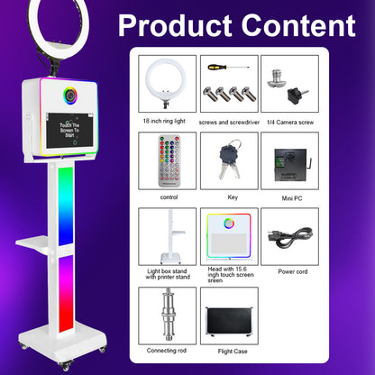 Portable Magic Mirror Photo Booth for Camera with 15.6 inch Touch Screen DSLR Photobooth Machine for Wedding Party Events