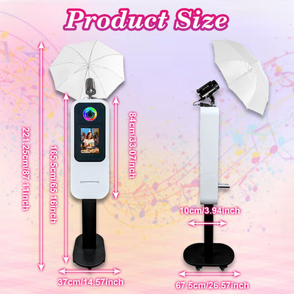 Portable Photo Booth Built-in printer stand Compatible with iPad 10.2" 10.5" 10.9" 11" 12.9" 13", Metal Shell Selfie Station photobooth Machine,RGB Ring Light,for Parties Wedding Rental