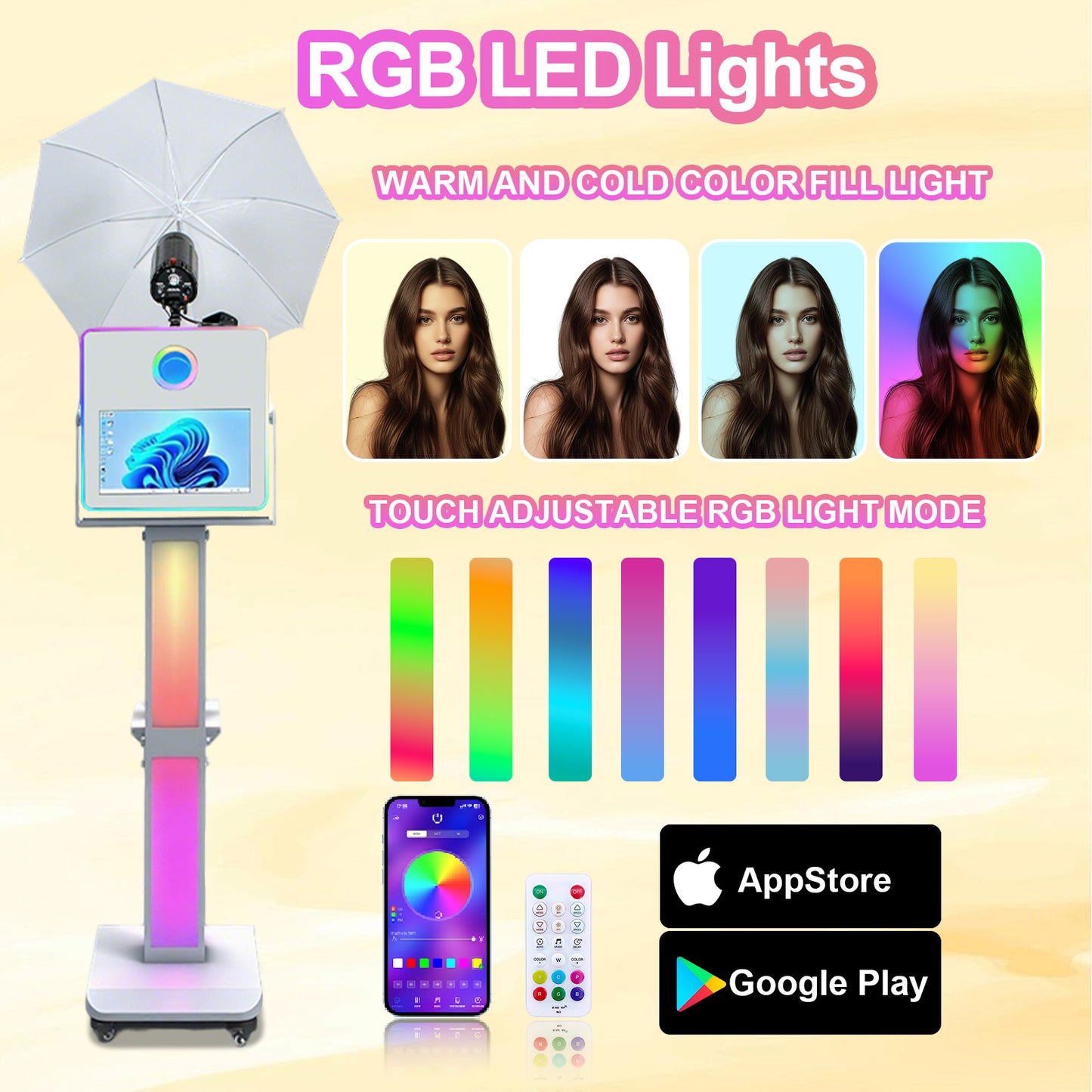 The Hot Popular Dslr Photo Booth Machine with 15.6inch Touch Screen and Umbrella and flash for Party Wedding