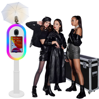 Portable Photo Booth for iPad 10.2in 10.9in 11in 12.9in Selfie Photobooth Stand Shell Machine with Light Ring Software Remote Control Music Sync for Parties Christmas