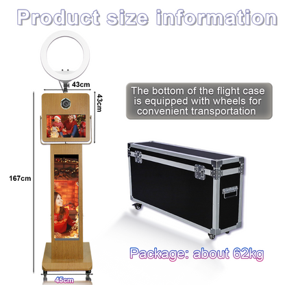 Portable15.6inch Touch Screen DSLR Mirror Photo Booth Selfie Machine with 29inch LCD Display Photo Booth Machine for Birthday Party Events